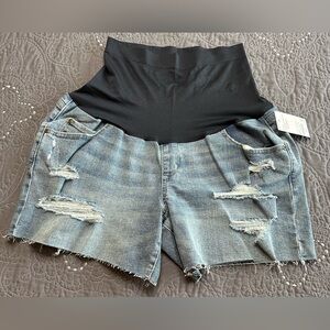 Sonoma Maternity Light Wash Distressed Jean Shorts NWT Size 14 Maternity